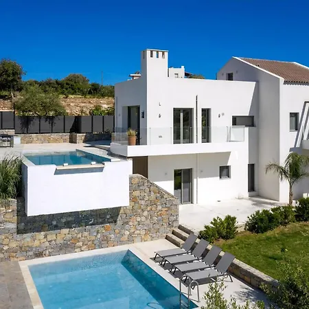 Gorgeous Crete 4 Bedrooms Psinthos Terrace With Two Private Pools Bbq Rethymno *
